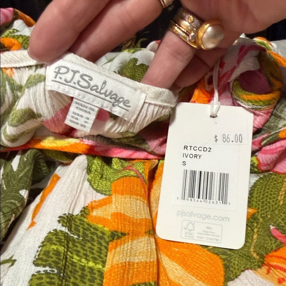 P.J Salvage NWT Copacabana Floral Midi Lounge Dress Size Small - Picture 8 of 12